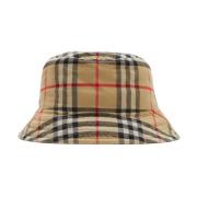 Vintage Check Bucket Hat Beige Burberry , Multicolor , Heren