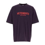 Stijlvolle Donkerpaarse Katoenen T-shirt Vetements , Purple , Dames