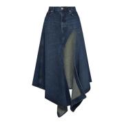 Denim Rok met Uitsparingen Y/Project , Blue , Dames