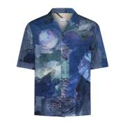 Blauwe Illustratie Print Camp Kraag Shirt PS By Paul Smith , Multicolo...