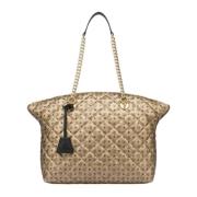 Heritage Matelassé Tote Bag in Goud en Zwart Pollini , Yellow , Dames