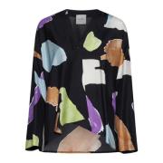 Abstract Patroon Zijden Shirt Alysi , Multicolor , Dames