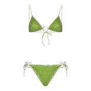 Lime Green Lurex Bikini Set Oseree , Green , Dames
