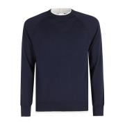 Raglan Crew Neck Shirt Eleventy , Blue , Heren