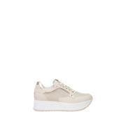 Witte Leren Sneakers Nerogiardini , Beige , Dames