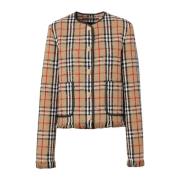 Beige Wollen Jas met Franje Afwerking Burberry , Multicolor , Dames