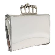 Metallic Zilveren Knuckle Zip Clutch Tas Alexander McQueen , Gray , Da...