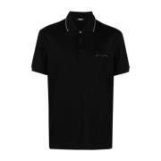 Paillet Versierd Poloshirt Zwart Versace , Black , Heren