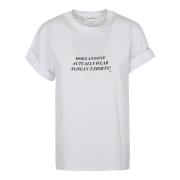 Wit T-shirt met Zwarte Tekst Victoria Beckham , White , Dames