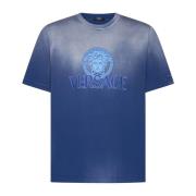 Blauwe Gradient Medusa Head T-shirt Versace , Blue , Heren