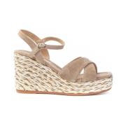 Rafia Wedge Sandaal Alma EN Pena , Beige , Dames