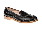 Leren Loafers met Metalen Applicaties Tod's , Black , Dames