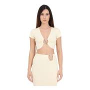 Elegante Crème Insect Gesp Top Patrizia Pepe , Beige , Dames