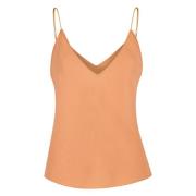 V-Hals Spaghetti Band Textuur Top Forte Forte , Orange , Dames