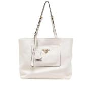 Pre-owned Leather totes Prada Vintage , White , Dames