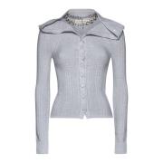 Ruffle Necklace Cardigan Sweater Y/Project , Gray , Dames