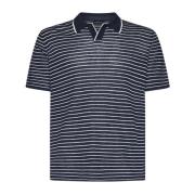 Blauw Gestreept Poloshirt Roberto Collina , Blue , Heren