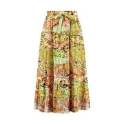 Bloemen Maxi Rok met Plooien Amaya Amsterdam , Multicolor , Dames