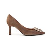 Lilly Suède Pumps met Bijoux Accessoire Roberto Festa , Beige , Dames