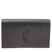 Pre-owned Leather clutches Yves Saint Laurent Vintage , Black , Dames