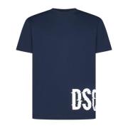 Logo Print Crew Neck T-shirts Dsquared2 , Blue , Heren