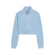 Velvet Cropped High Neck Sweatshirt Tasha Juicy Couture , Blue , Dames