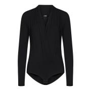 Zwart Gedrapeerd V-Hals Bodysuit Versace , Black , Dames