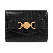 Leren portemonnee Versace , Black , Dames