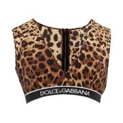 Luipaardprint Crop Top Dolce & Gabbana , Multicolor , Dames
