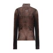 Gedrukte Turtle Neck Bodysuit Jean Paul Gaultier , Brown , Dames