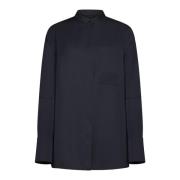 Blauwe Kraagloze Knoopshirt Jil Sander , Blue , Dames