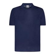 Linnen Polo Shirt Navy Blauw 120% Lino , Blue , Heren
