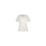 Groene Hart Geborduurde V-hals T-shirt Fabienne Chapot , White , Dames