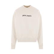 Beige Sweater met Logo Print Palm Angels , Beige , Heren