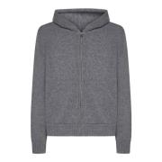 Gebogen Logo Rits Gebreide Hoodie Palm Angels , Gray , Heren