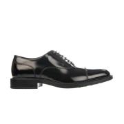 Zwarte Geborsteld Leren Oxford Schoenen Tod's , Black , Heren