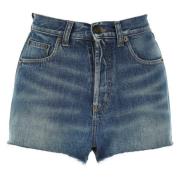 Korte Jeans met Artistiek Ontwerp Saint Laurent , Blue , Dames