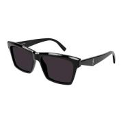 Zwarte rechthoekige zonnebril Saint Laurent , Black , Unisex