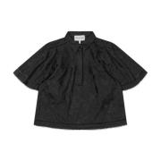 Elegante blouse met kanten details Munthe , Black , Dames