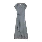 Satin Grijze Midi Jurk met Ruches Zadig & Voltaire , Gray , Dames