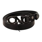 Zwart Leren Logo Gesp Riem Costume National , Black , Dames