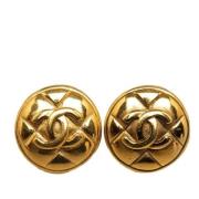 Pre-owned Metal earrings Chanel Vintage , Yellow , Dames