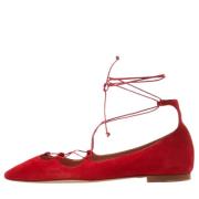 Pre-owned Suede flats Carolina Herrera Pre-owned , Red , Dames