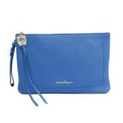 Pre-owned Leather clutches Salvatore Ferragamo Pre-owned , Blue , Dame...