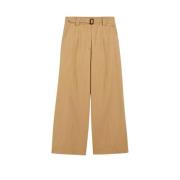 Beige Katoenen Wijde Broek Max Mara Weekend , Beige , Dames