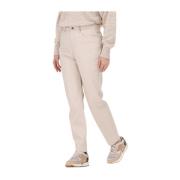 Lena Beige Straight Leg Jeans Simple , Beige , Dames