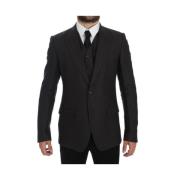 Grijze Linnen Slim Fit Blazer Vest Dolce & Gabbana , Gray , Heren