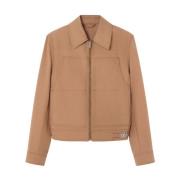 Kameel Katoenen Canvas Blouson Jas Versace , Brown , Heren