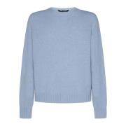 Intarsia-Knit Logo Crew Neck Sweater Palm Angels , Blue , Heren