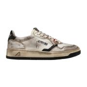 Vintage Wit Goud Lederen Sneakers Autry , Multicolor , Heren